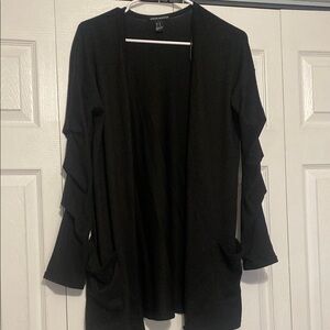 Black Open Front Cardigan